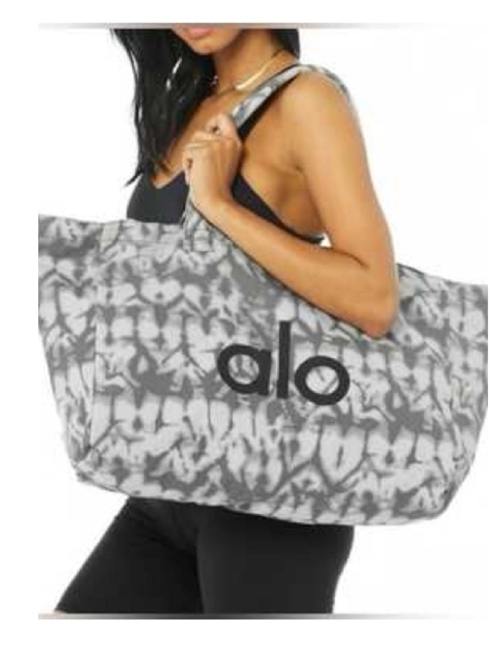 NWT ALO YOGA GREY TIE DYE ICONIC SHOPPER TOTE